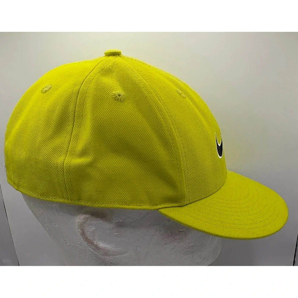 Nike‎ Classic Pro Fitted Baseball Cap Lime Green Hat Swoosh Logo Size 7 3/8